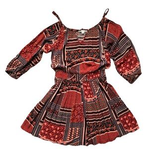 AEO Cold Shoulder Patchwork Print Dress SMALL